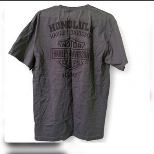 Harley Davidson cotton gray skull graphic single stitch gangster tee shirt L